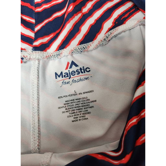 New England Patriots Majestic Women Leggings Blue Red Zebra Print Stretch Pant L - Picture 7 of 7